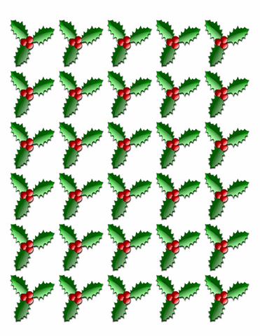 30 X HOLLY & BERRY LEAVES RICE PAPER CHRISTMAS - EDIBLE CUPCAKE CAKE TOPPERS D2