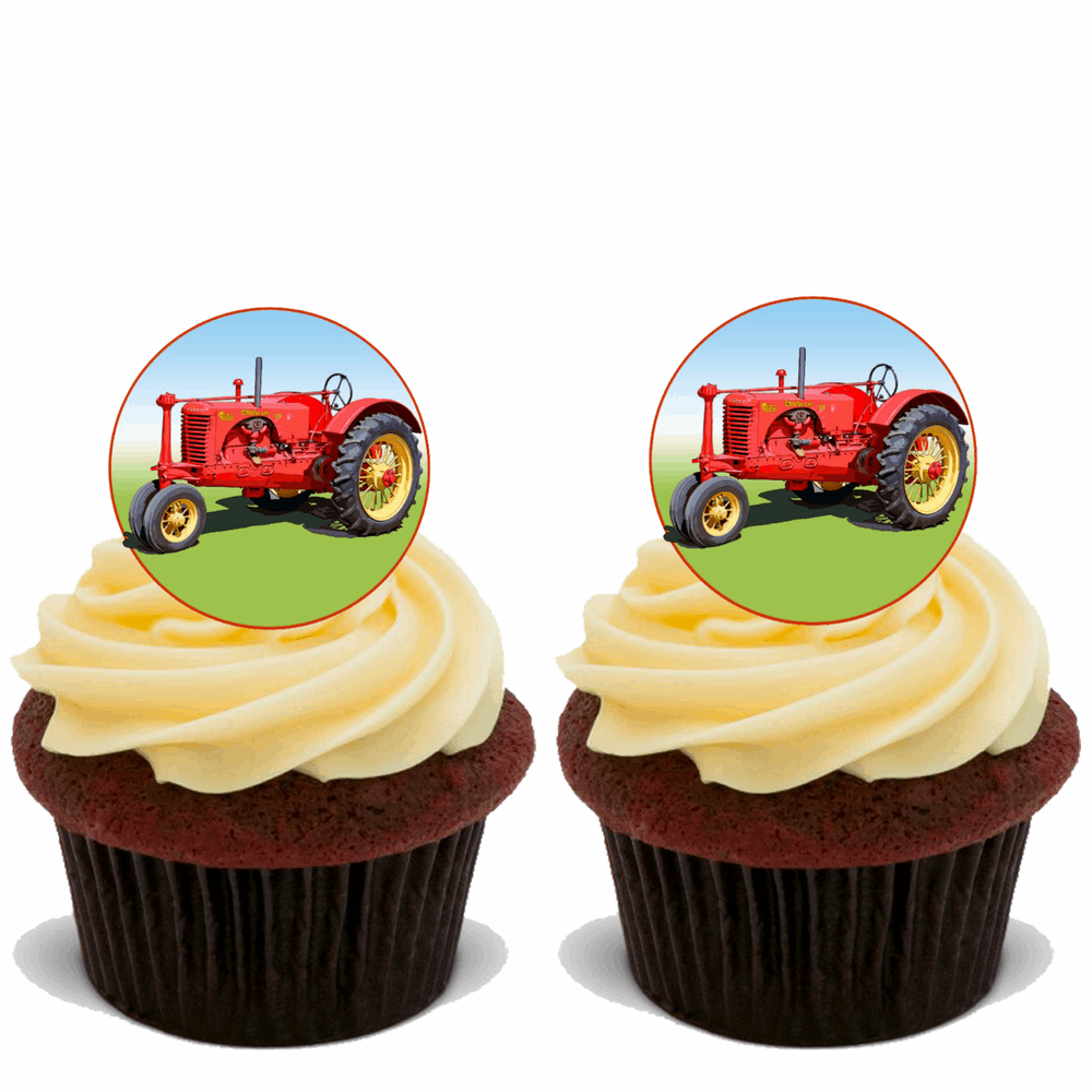 15x RED TRACTORS Premium Edible Stand Up Rice Wafer Cake Toppers D2 DECORATIONS