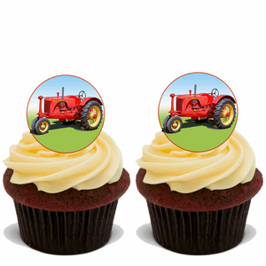 15x RED TRACTORS Premium Edible Stand Up Rice Wafer Cake Toppers D2 DECORATIONS