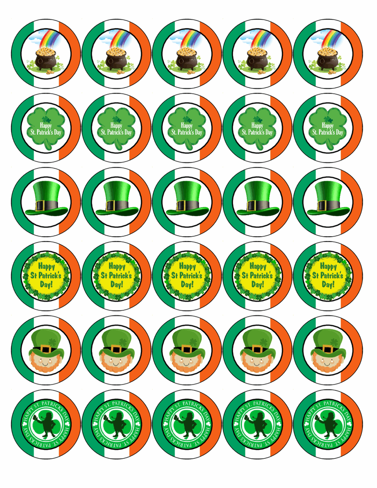 30x ST PATRICKS DAY EDIBLE PREMIUM CUPCAKE CAKE TOPPERS IRISH IRELAND D1