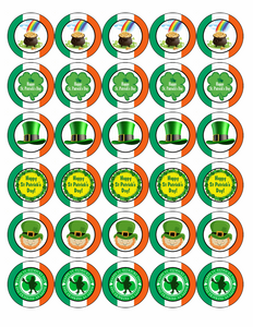 30x ST PATRICKS DAY EDIBLE PREMIUM CUPCAKE CAKE TOPPERS IRISH IRELAND D1