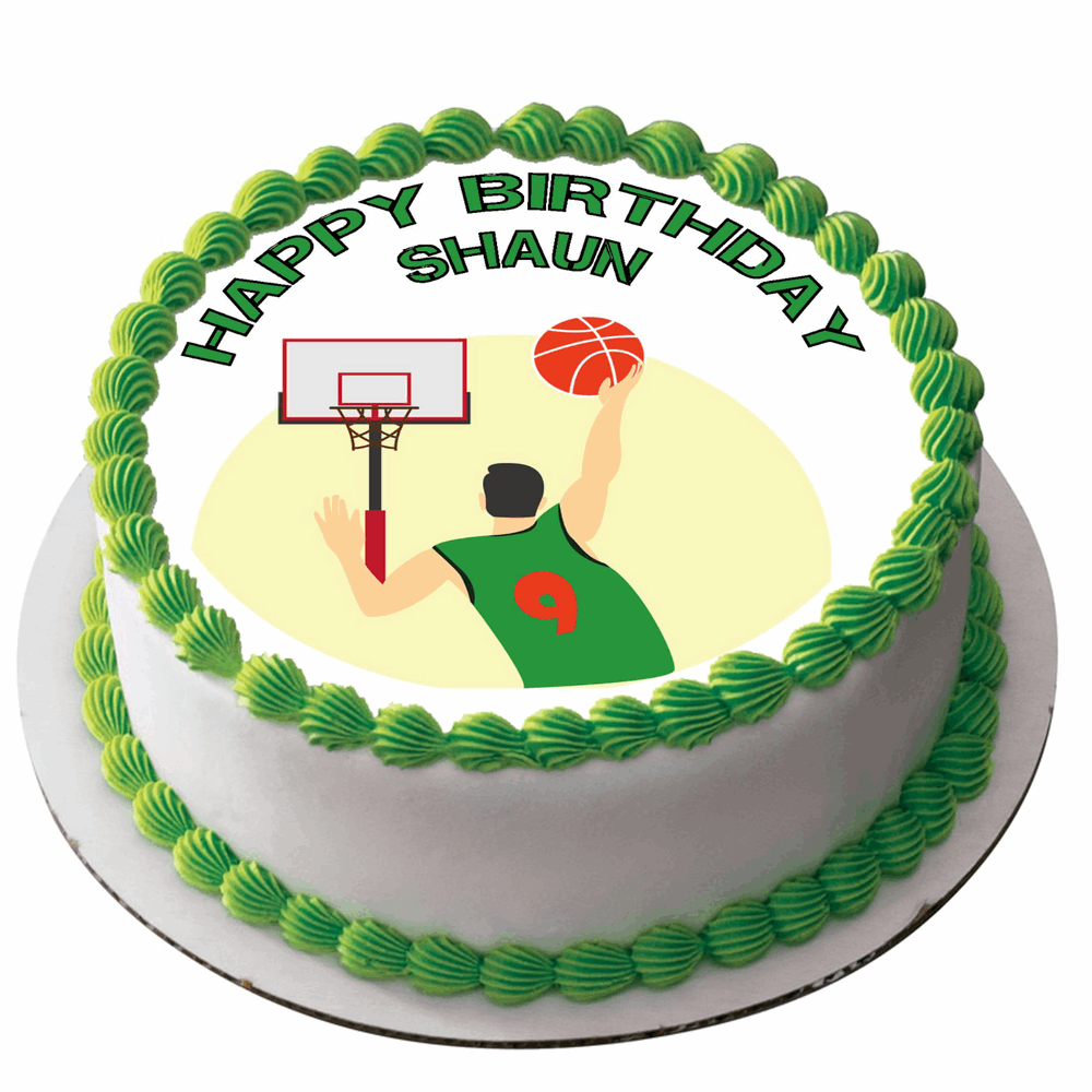 BASKETBALL 7.5" ROUND ICING EDIBLE PREMIUM CAKE TOPPER 19CM DIAMETRE D8