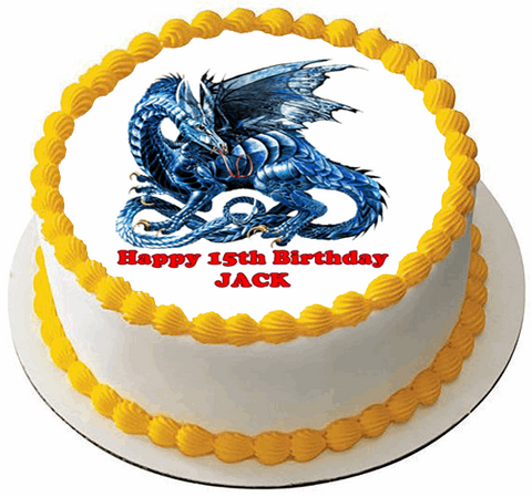 DRAGON BLUE 7.5" PREMIUM Edible ICING Cake Topper DECORATION DRAGONS D1