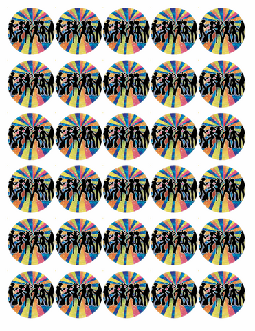 30x 4cm DISCO PREMIUM EDIBLE ICING CAKE TOPPERS BIRTHDAY 70s FEVER D1