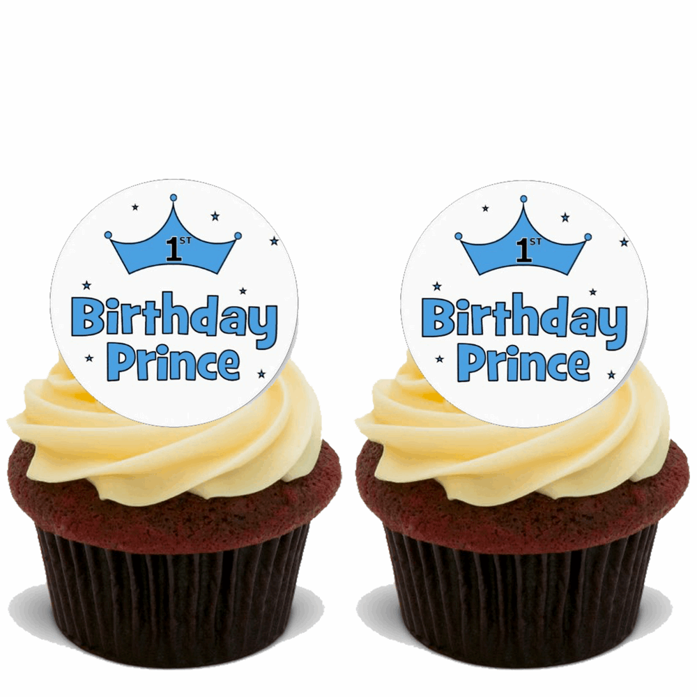 Stand Up Rice 60x 1st BIRTHDAY Premium Edible Stand Up Rice Wafer Cup Cake Toppers ...