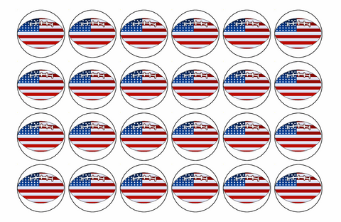 24x American Football Premium Rice Wafer Paper Cup Cake Toppers round fairy D2