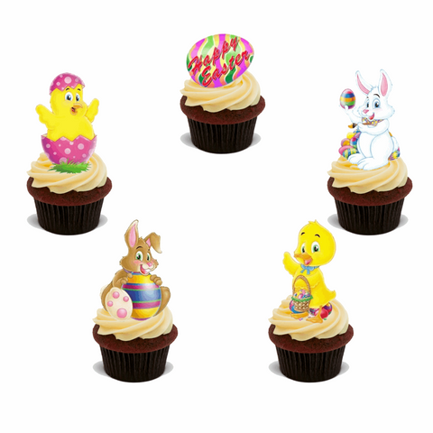 30 PREMIUM EASTER STAND UP EDIBLE RICE CARD FLAT Cup Cake Toppers decorations D1