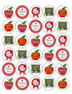 30X THANK YOU TEACHER PREMIUM EDIBLE RICE PAPER Cake Toppers END TERM SCHOOL D2