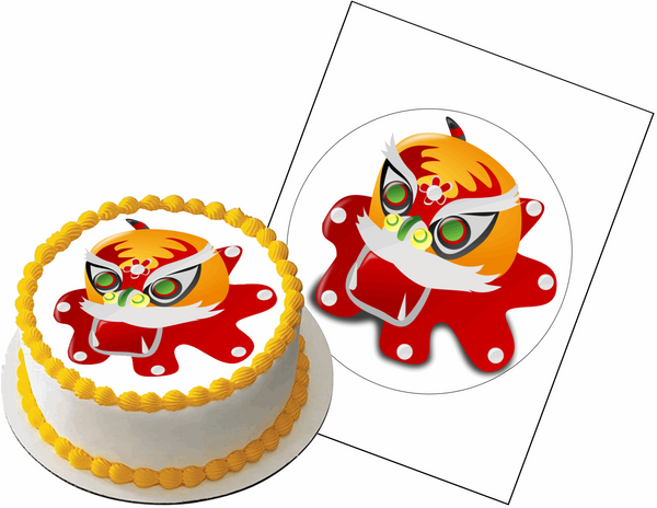 CHINESE NEW YEAR OF THE DRAGON CHINA SPRING FESTIVAL PREMIUM 7.5" ROUND EDIBLE CAKE TOPPERS D2