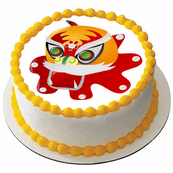 CHINESE NEW YEAR OF THE DRAGON CHINA SPRING FESTIVAL PREMIUM 7.5" ROUND EDIBLE CAKE TOPPERS D2