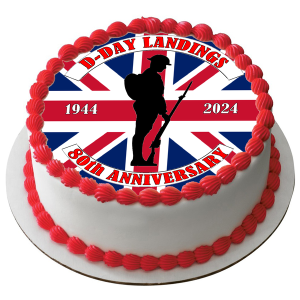 D-Day Landings 80th Anniversary 7.5" PREMIUM EDIBLE CAKE TOPPER D1