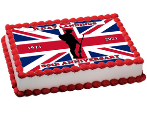 D-Day Landings 80th Anniversary A4 PREMIUM EDIBLE CAKE TOPPER D1