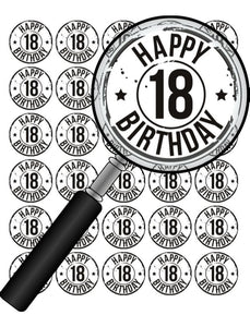 HAPPY 18th BIRTHDAY - 30 x 1.5" Premium Rice Paper Cake Topper Decorations