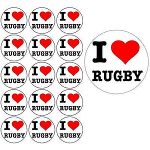 I LOVE RUGBY 15x4cm PREMIUM EDIBLE Rice Paper Cake Toppers world cup six nations