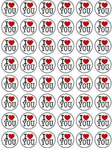 48 x I LOVE YOU EDIBLE FAIRY CUP CAKE TOPPERS VALENTINES D1