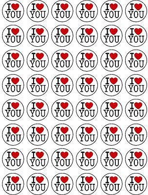 48 x I LOVE YOU EDIBLE FAIRY CUP CAKE TOPPERS VALENTINES D1