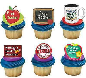 THANK YOU TEACHER STAND UP x30 Edible Cake Toppers D1 PREMIUM END TERM NOVELTY