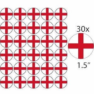 30 ENGLAND PREMIUM 4cm RICE PAPER WORLD CUP CAKE TOPPERS ST GEORGES DAY CROSS D1