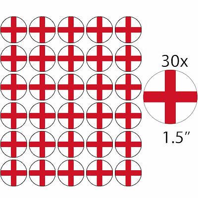 30 ENGLAND PREMIUM 4cm RICE PAPER WORLD CUP CAKE TOPPERS ST GEORGES DAY CROSS D1