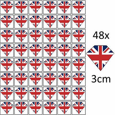 48 x VE DAY 75 YEARS UNION JACK FLAG DIAMOND PREMIUM EDIBLE WAFER CAKE TOPPERS