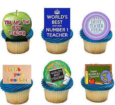 THANK YOU TEACHER STAND UP x30 Edible Cake Toppers D2 PREMIUM END TERM NOVELTY