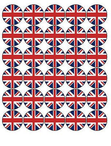 Union Jack Flag 30x VE DAY ROYAL 4CM PREMIUM EDIBLE ICING GIFT CAKE TOPPERS UK