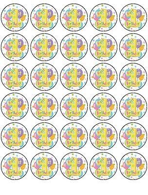 30X 1st BIRTHDAY PREMIUM EDIBLE DECOR WAFER PAPER FAIRY CUPCAKE CAKE TOPPERS D1