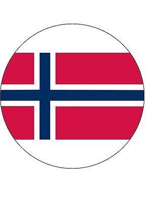 15x NORWEGIAN FLAG 40mm Rice Paper Cup Cake Fairy Toppers NORWAY NORWEIGAN