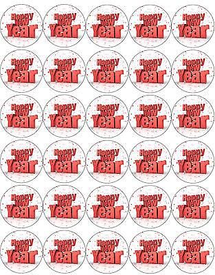 Happy New Years Eve Day Party 30 x 1.5" Rice Paper Cake Toppers - FREE P&P D1