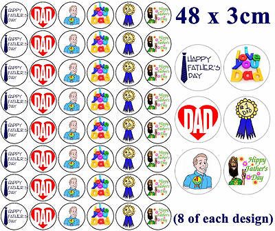 48 x FATHERS DAY EDIBLE FAIRY CUP CAKE TOPPERS D1