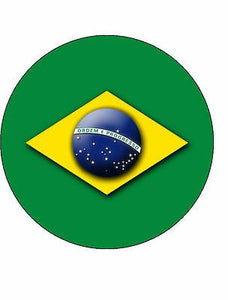 15x BRAZIL 40mm Rice Paper Cup Cake Fairy Toppers OLYMPIC FLAG 4cm BRASIL