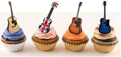 ACOUSTIC GUITAR MIX 40X FLAT STAND UP Edible Cake Toppers D1 MUSIC BIRTHDAY
