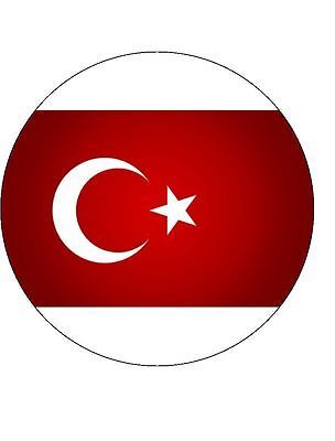 15 TURKISH FLAG 40mm PREMIUM RICE PAPER CUP CAKE FAIRY TOPPERS TURKEY COUNTRY D1