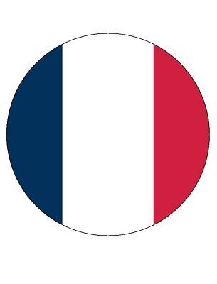 15 PREMIUM FRENCH 40mm RICE PAPER CUP CAKE FAIRY TOPPERS FRANCE FLAG TRICOLORE