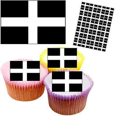32x CORNISH EDIBLE RECTANGLE CUPCAKE TOPPERS CORNWALL ST PIRANS DAY KERNOW D8