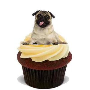 PUG 25X CUTE DOG FLAT STAND UP PREMIUM RICE CARD Edible Cake Toppers D1