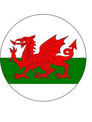 15x WELSH DRAGON FLAG 4CM PREMIUM Rice Paper Cup Cake Toppers WALES CYMRU D1