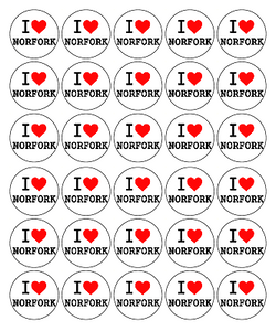 I LOVE NORFORK 30x4cm PREMIUM EDIBLE Rice Paper Cake Toppers D1