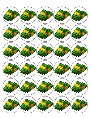 30 MONEY BANK NOTES CASH 4CM PREMIUM EDIBLE RICE WAFER PAPER CUP CAKE TOPPERS D1 - KraftyDesigns