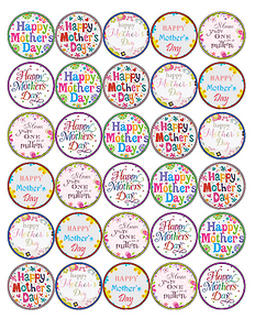 MOTHERS DAY - 30 x 1.5" MIXED PREMIUM Rice Paper CupCake Toppers - Free P&P D2