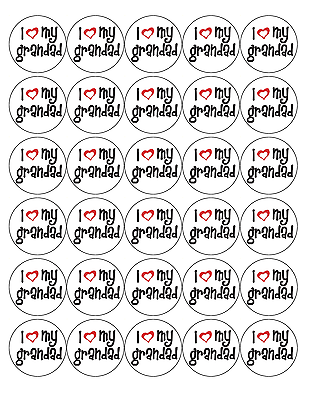 30 x GRANDAD FATHERS DAY EDIBLE 4CM FAIRY CUP CAKE TOPPERS D11