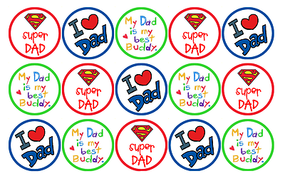 15 x FATHERS DAY EDIBLE 4CM FAIRY CUP CAKE TOPPERS D4