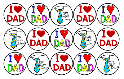 15 x FATHERS DAY EDIBLE 4CM FAIRY CUP CAKE TOPPERS D3