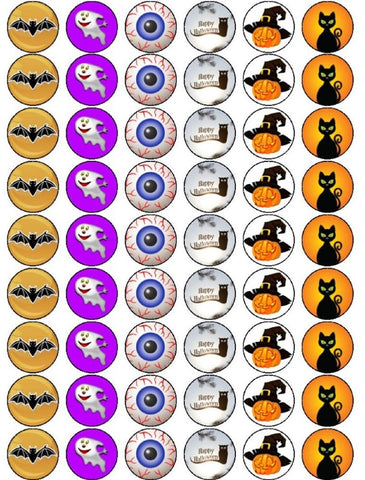 Halloween Premium Mix - 54 x Edible Wafer Rice Paper Cup Cake Toppers - FREE P&P