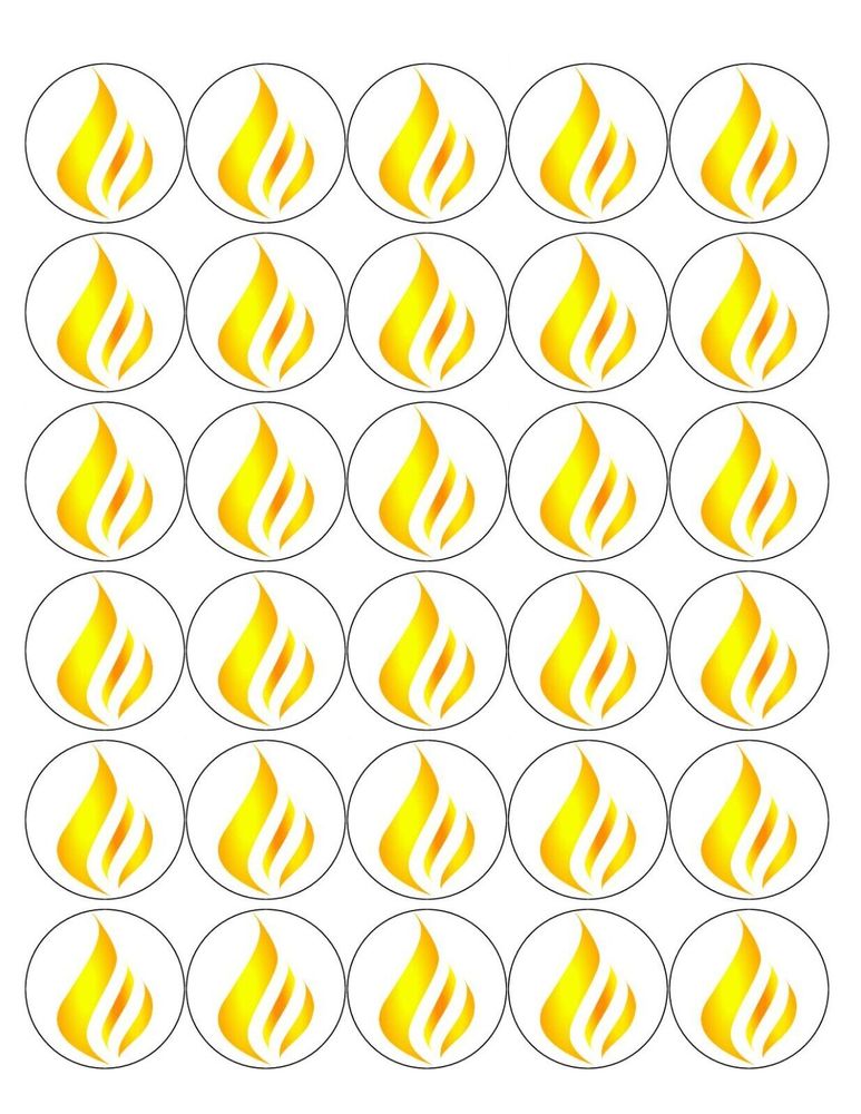 FLAME 30 x 4cm PREMIUM EDIBLE RICE PAPER ROUND CUP CAKE TOPPERS FIRE D3