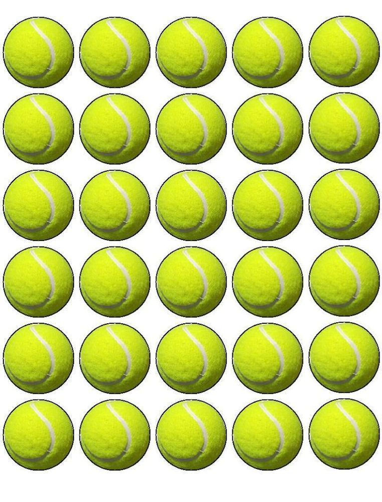 48x WIMBLEDON (NOT 3D/REAL) TENNIS BALL PREMIUM EDIBLE FLAT CUP CAKE TOPPERS 3cm