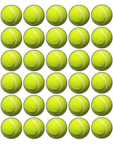 48x WIMBLEDON (NOT 3D/REAL) TENNIS BALL PREMIUM EDIBLE FLAT CUP CAKE TOPPERS 3cm