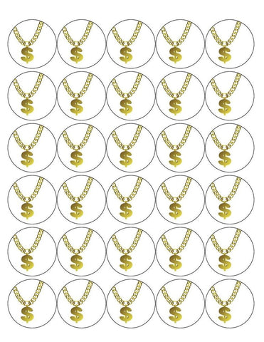 DOLLARS 30 x 4cm PREMIUM EDIBLE RICE PAPER ROUND CUP CAKE TOPPERS BLING D1 - KraftyDesigns