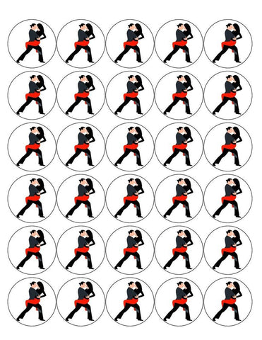TANGO DANCING 30 x 4cm PREMIUM EDIBLE ICING ROUND CUP CAKE TOPPERS D7 - KraftyDesigns