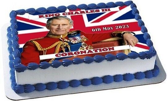 KING CHARLES III CORONATION A4 ICING EDIBLE PREMIUM CAKE TOPPER 20CM X 27CM D1